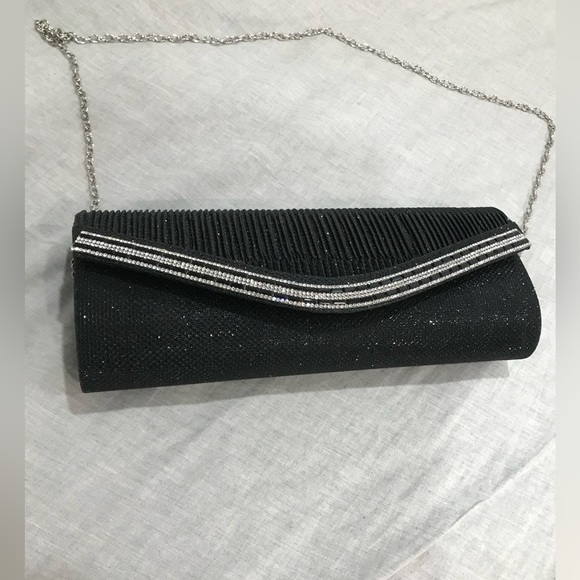 Elegant Black Evening Clutch with Silver Chain Strap – $35 - Picture 6 of 7
